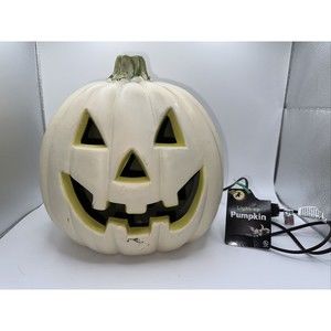 All hollow’s eve white light up pumpkin plastic blow mold 11’ Halloween Decor